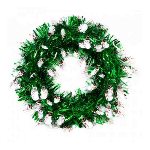 Венок новогодний Magic Time Зелёный со снеговиками из полиэтилена D 40см арт. 3359210