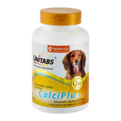 Витамины Unitabs CalciPlus с Q10 c кальцием фосфором и витамином D для собак 100 таблеток арт. 3452619