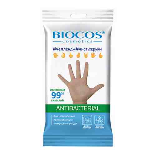 Влажные салфетки BioCos антибактериальные Ладошки с еврослотом 15 штук арт. 3519668