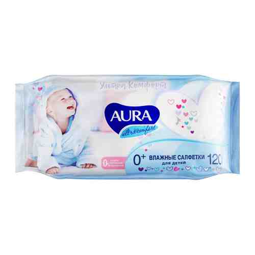 Влажные салфетки детские Aura Ultra Comfort с экстрактом алоэ и витамином Е 120 штук арт. 3286514