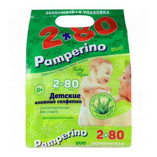 Влажные салфетки детские Pamperino Duo с экстрактом Алоэ вера 2 упаковки по 80 штук арт. 3262750