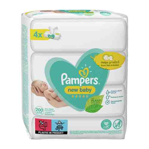 Влажные салфетки детские Pampers New Baby 4 упаковки по 50 штук арт. 3489300