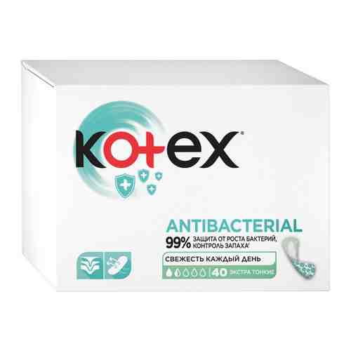 Прокладки ежедневные Kotex Антибактериал Экстра тонкие 40 штук арт. 3512506