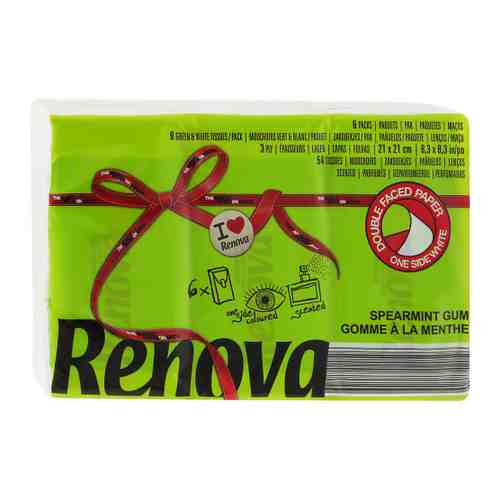 Платочки бумажные Renova Red Label Green с ароматом мяты 3-слойные 6 штук арт. 3506229