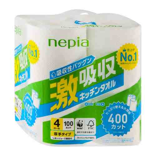 Полотенца бумажные Nepia Кухонные 4 рулона 100 отрезков арт. 3498417