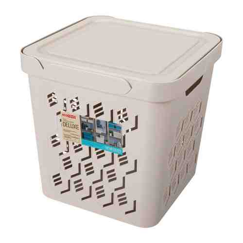 Ящик для хранения Эконова Deluxe универсальный с крышкой светло-бежевый 286х286х286 мм 18 л арт. 3435065