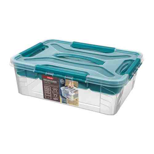 Ящик для хранения Эконова Grand Box с замками и вставкой-органайзером голубой 390х290х124 мм 10 л арт. 3379653
