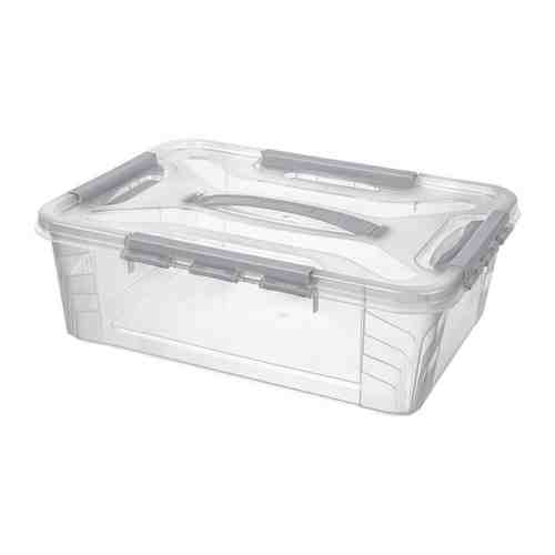 Ящик для хранения Эконова Grand Box универсальный с замками и ручкой светло-серый 375х285х125 мм 10 л арт. 3435134