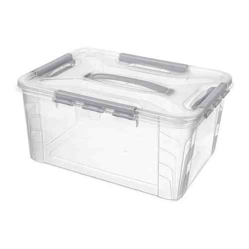Ящик для хранения Эконова Grand Box универсальный с замками и ручкой светло-серый 390х290х180 мм 15.3 л арт. 3435135