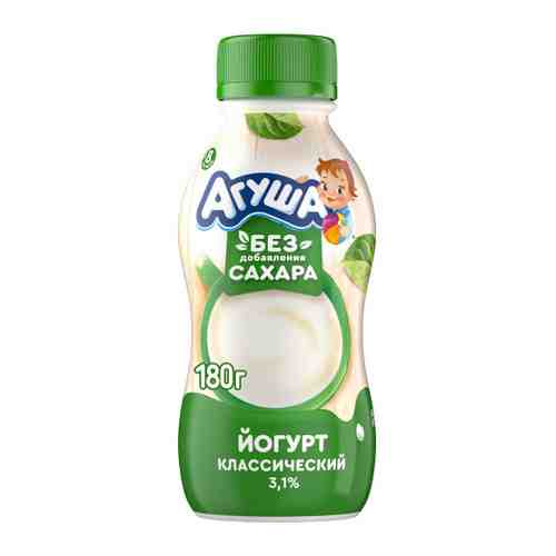 Йогурт Агуша питьевой натуральный 3.1% 180 г арт. 3484317