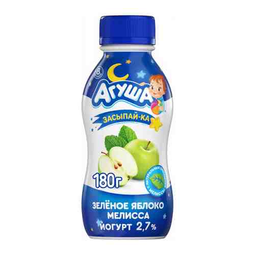 Йогурт Агуша Засыпай-ка питьевой яблоко зеленое мелисса с 8 месяцев 2.7% 180 г арт. 3484318