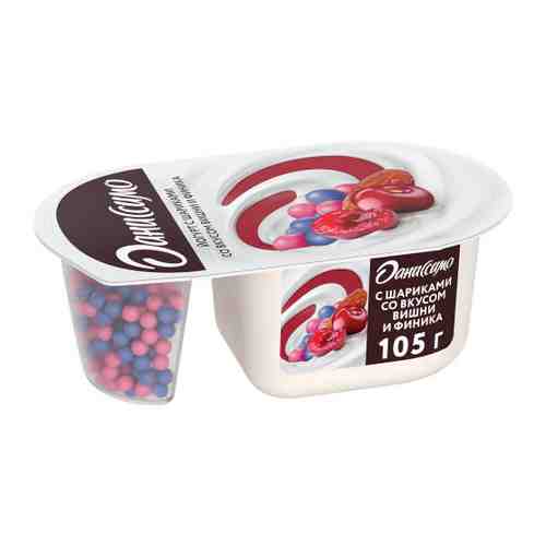 Йогурт Даниссимо Фантазия с хрустящими шариками со вкусом вишни и финика 6.9% 105 г арт. 3423322