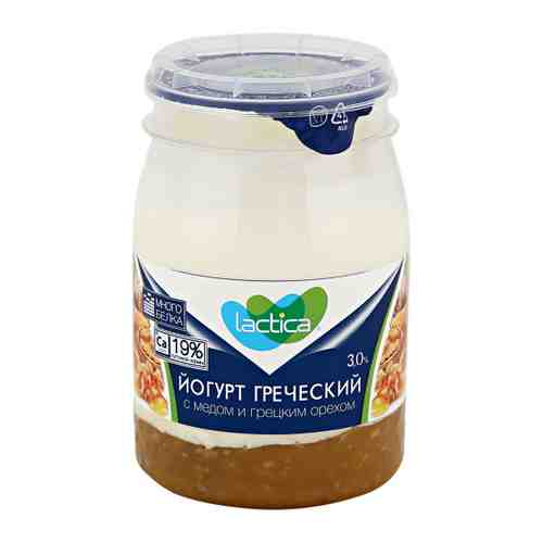 Йогурт Lactica греческий двухслойный мед грецкий орех 3% 190 г арт. 3373968