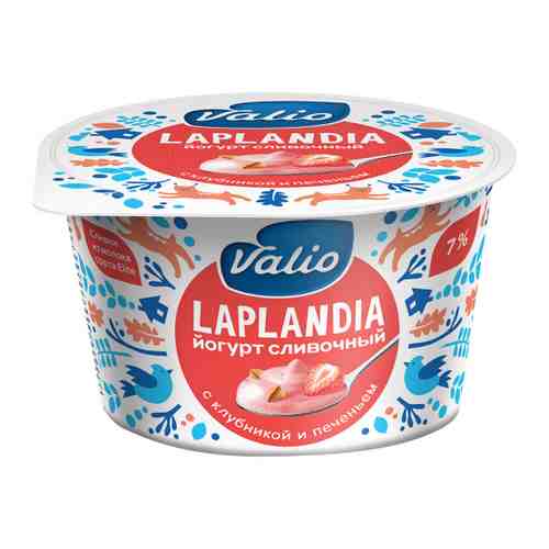 Йогурт Valio Laplandia сливочный клубника кусочки печенья 7% 180 г арт. 3401956