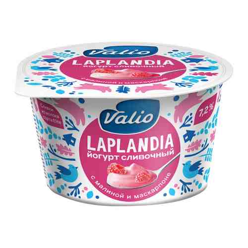 Йогурт Valio Laplandia сливочный малина сыр маскарпоне 7.2% 180 г арт. 3401957