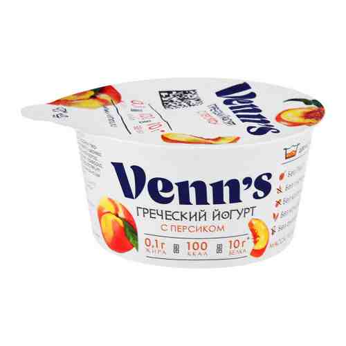 Йогурт Venn's греческий обезжиренный персик 0.1% 130 г арт. 3381203