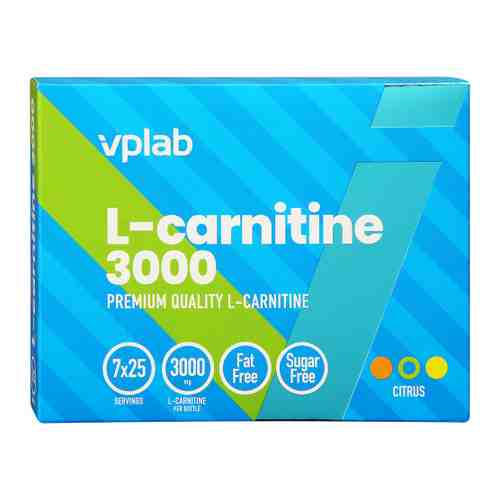 Жиросжигатель VpLab Liquid L-Carnitine 3000 мг Citrus 7 ампул по 25 мл арт. 3438092