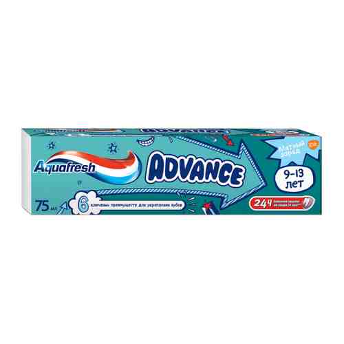 Зубная паста детская Aquafresh Advance 6 преимуществ для укрепления зубов 75 мл арт. 3379045