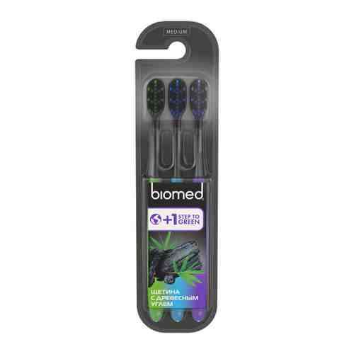 Зубная щетка Biomed Black комплексная средняя жесткость 3 штуки арт. 3518434