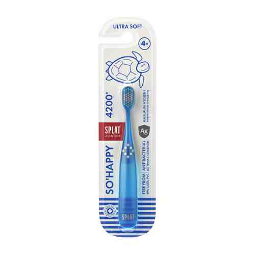 Зубная щетка детская Splat Junior Ultra 4200 с ионами серебра ультра мягкая цвет голубой с 4 лет арт. 3421800