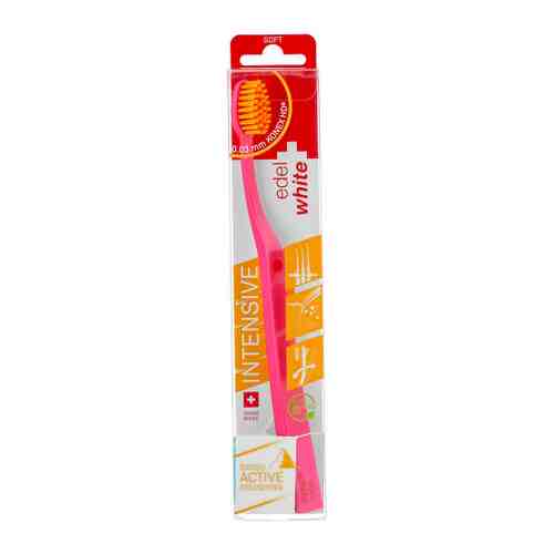 Зубная щетка Edel+white Soft Intensive с защитным колпачком интенсивно мягкая розовая арт. 3502250