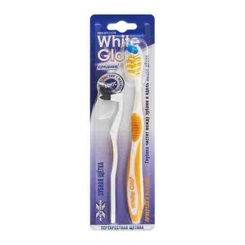 Зубная щетка White Glo Medium и ластик для удаления налета средняя жесткость жесткость оранжевая арт. 3504794