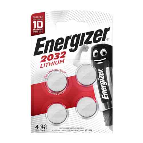 Батарейка Energizer Miniatures Lithium CR 2032 FSB4 литиевая (4 штуки) арт. 3421551