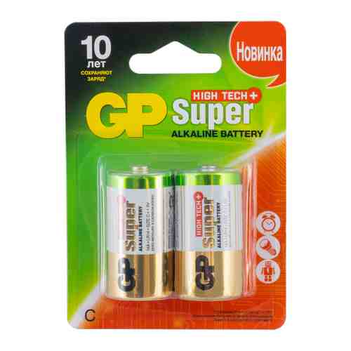 Батарейка GP Batteries Super High Tech 14А C алкалиновая (2 штуки) арт. 3507415