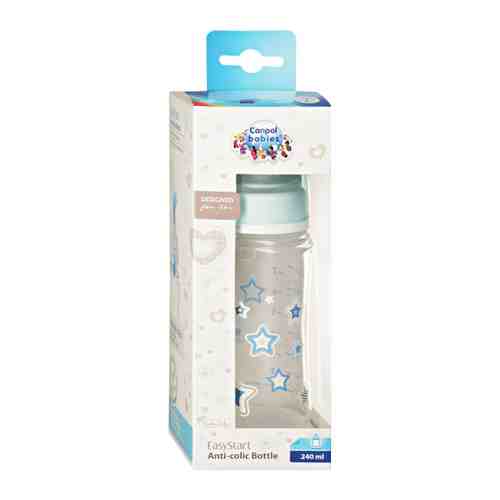 Бутылочка для кормления Canpol babies EasyStart с широким горлышком антиколиковая от 3 месяцев голубая 240 мл арт. 3425767