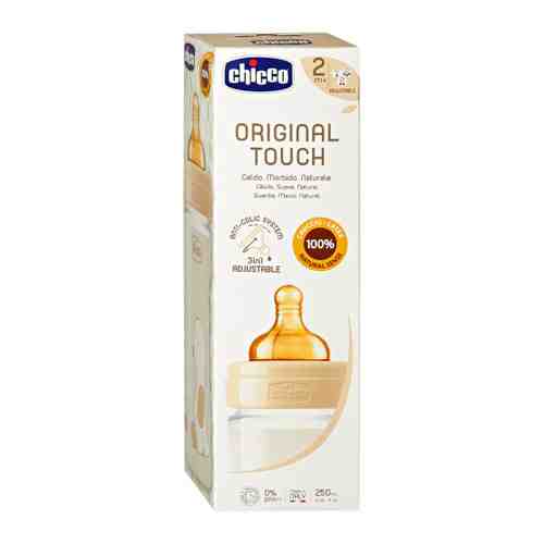 Бутылочка для кормления Chicco Original Touch Uni с латексной соской от 2 месяцев 250 мл арт. 3425780