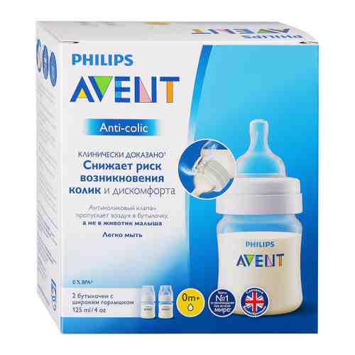 Бутылочка для кормления Philips Avent Anti-colic SCF810/27 от 0 месяцев 125 мл 2 штуки арт. 3381802