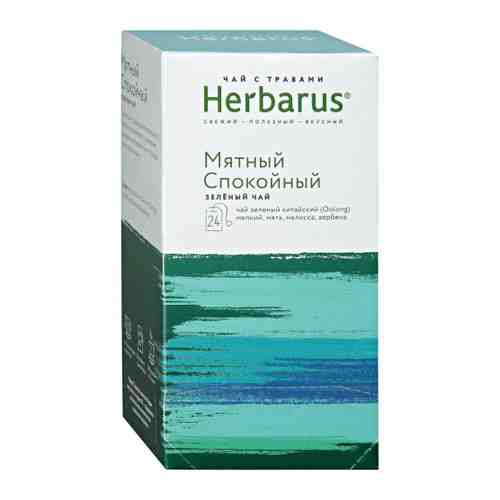 Чай Herbarus Мятный Спокойный зеленый с травами 24 пакетика по 2 г арт. 3410531