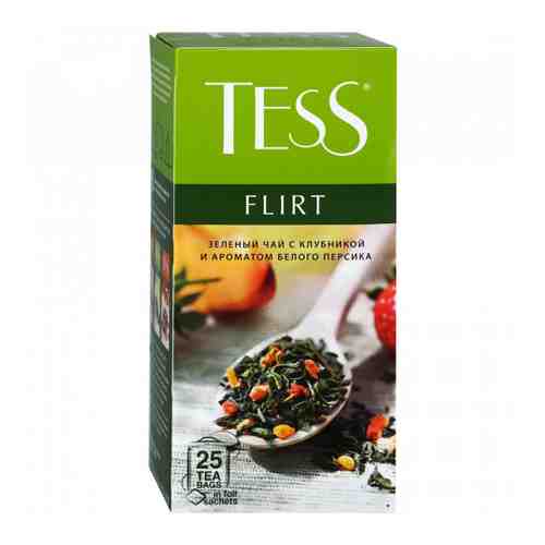 Чай Tess Flirt зеленый с белым персиком и клубникой 25 пакетиков по 1.5 г арт. 3148465