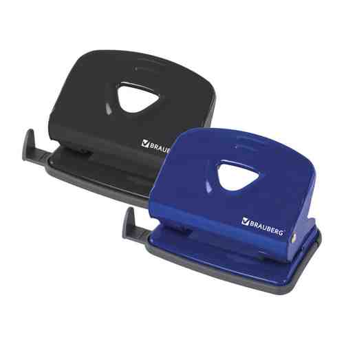 Дырокол Brauberg Universal+ металлический черный/синий до 25 листов арт. 3382790