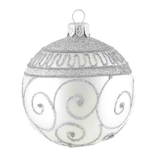 Елочное украшение Irena Шар серебристый с витыми узорами 8 см арт. 3412762