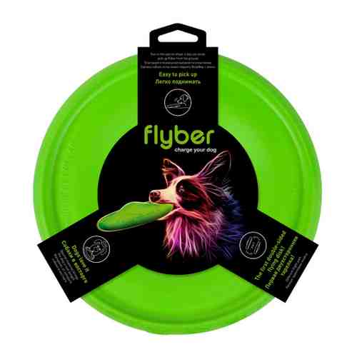 Игрушка Flyber летающая тарелка зеленая для собак диаметр 22 см арт. 3442494