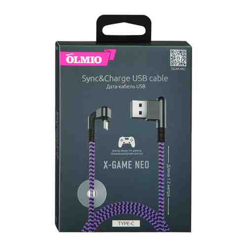 Кабель игровой Olmio X-Game Neo USB 2.0 Type-C 2.1A 1.2 м арт. 3507276