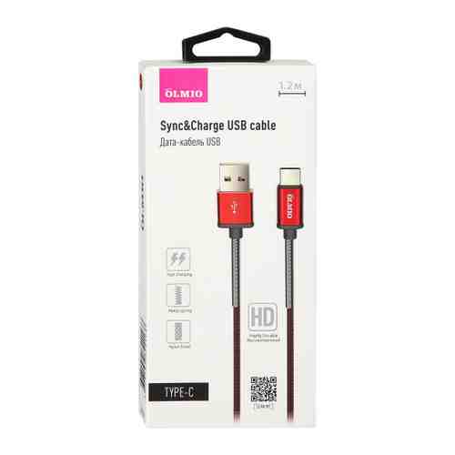Кабель Olmio HD USB 2.0 USB Type-C 2.1A 1.2 м красный арт. 3507297