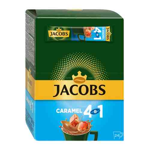 Напиток Jacobs Caramel кофейный порционный растворимый 4 в 1 24 пакетика по 12 г арт. 3407899