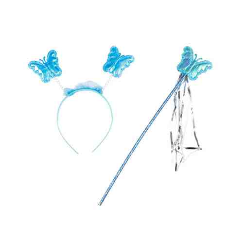 Набор маскарадный Magic Time Бабочка в голубом волшебная палочка и украшение на голову 2x25x38 см арт. 3503561