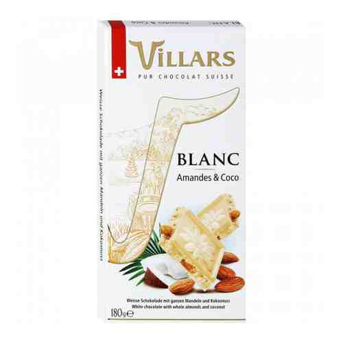 Шоколад Villars белый с цельным миндалём и карамелизованным кокосом 180 г арт. 3362201