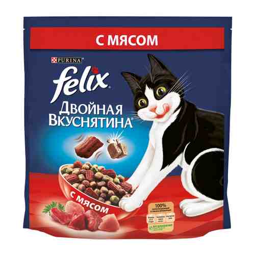 Корм сухой Felix Двойная вкуснятина с мясом для взрослых кошек 1.5 кг арт. 3383784