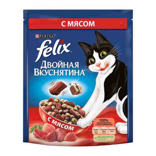 Корм сухой Felix Двойная вкуснятина с мясом для взрослых кошек 300 г арт. 3383786