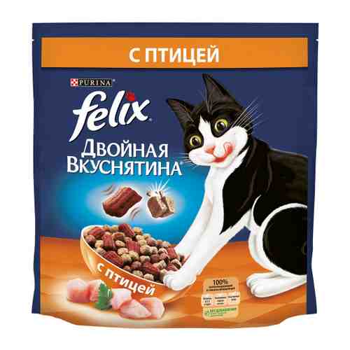 Корм сухой Felix Двойная вкуснятина с птицей для взрослых кошек 1.5 кг арт. 3383785
