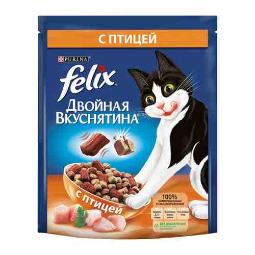 Корм сухой Felix Двойная вкуснятина с птицей для взрослых кошек 300 г арт. 3383787