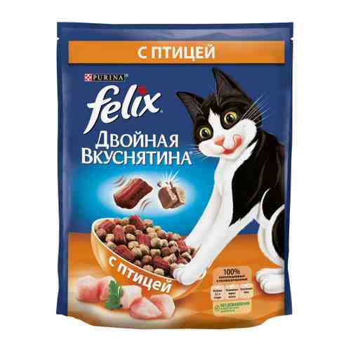 Корм сухой Felix Двойная вкуснятина с птицей для взрослых кошек 750 г арт. 3383789