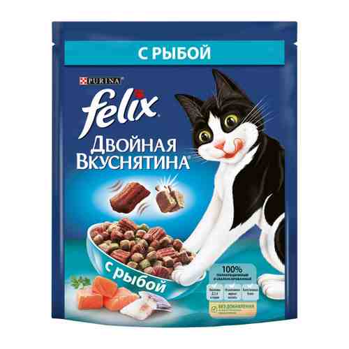 Корм сухой Felix Двойная вкуснятина с рыбой для взрослых кошек 300 г арт. 3383788