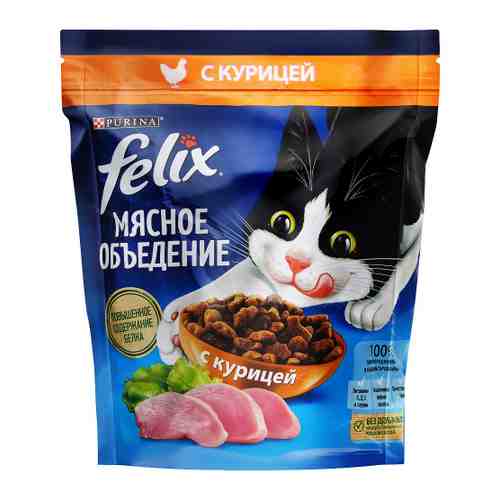 Корм сухой Felix Мясное объедение с курицей для взрослых кошек 1.3 кг арт. 3520178