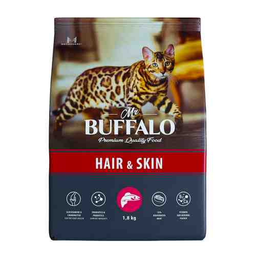 Корм сухой Mr.Buffalo Adult Hair & Skin лосось для кошек 1.8 кг арт. 3520094