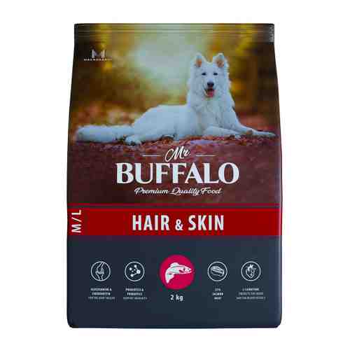 Корм сухой Mr.Buffalo Hair & Skin Care лосось для собак средних и крупных пород 2 кг арт. 3520087